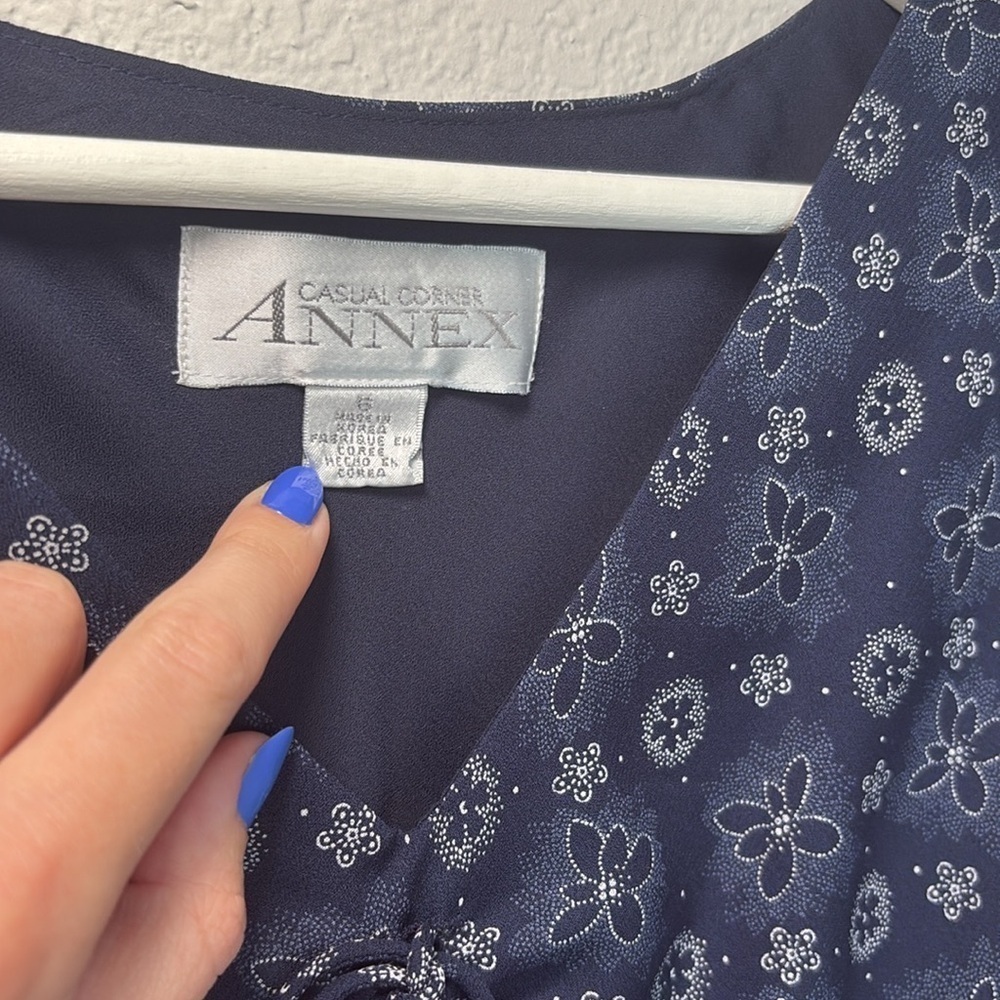 VINTAGE Casual Corner Annex Blue Floral Dress size 6 - Picture 3 of 6